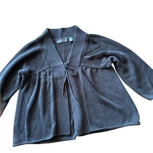 Liz Claiborne Tie Front Cardigan Women’s Medium Green Knit Open Front Sweater